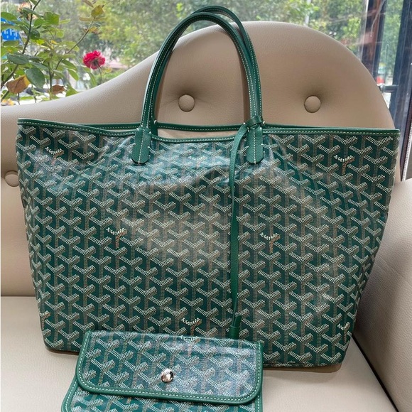 Preloved Goyard Green Tote Bag with Pouch - Picture 2 of 9